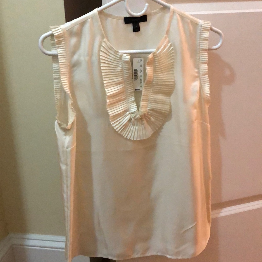 White silk sleeveless JCrew blouse